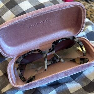 Miu Miu Leopard Print Sunglasses with Pink Case